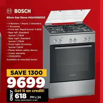 HiFi Corp 60cm gas stove hga120e50z offer