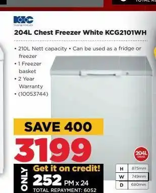HiFi Corp 204l chest freezer white kcg2101wh offer