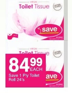 Save Save 1 Ply Toilet Roll 24's offer