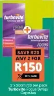 Checkers Turbovite Focus Syrup/Capsules 2x200ml offer