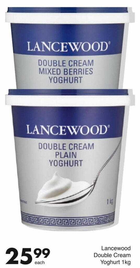 Lancewood Double Cream Plain Yoghurt 1kg offer at Save