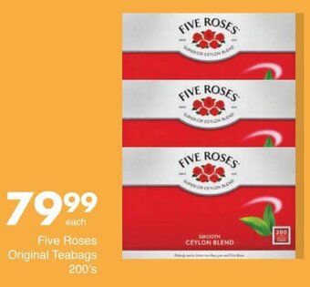 Save Fiver Roses Original Teabags 200's offer