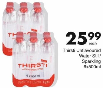 Save Thirsti Unflavoured Water Still/Sparkling 6x500ml offer