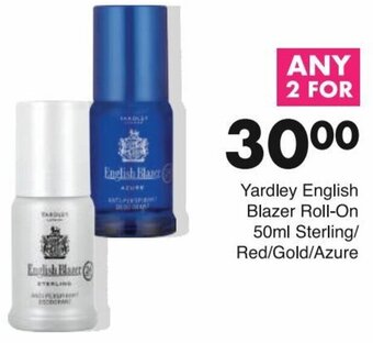 Save Yardley English Blazer Roll-On 50ml/Sterling/ Red/Gold/Azure offer