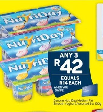 Danone NutriDay Medium Fat Smooth Yoghurt Assorted 6x100g