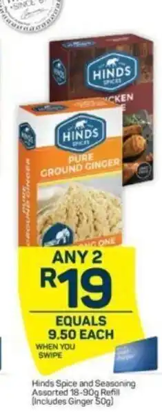 Pick n Pay Hinds Spice and Seasoning Assorted 18-90g Refill ( Includes Ginger 50g) offer