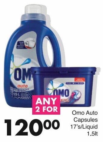 Save Omo Auto Capsulas 17's/Liquid 1,5lt offer