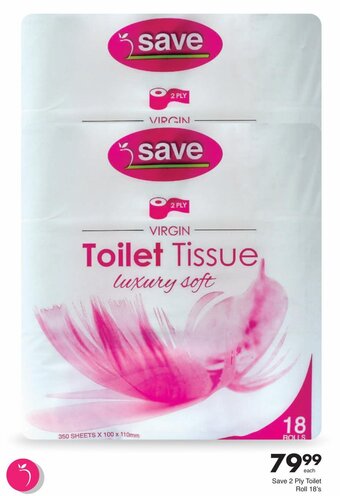 Save Save 2 Ply Toilet Roll 18's offer