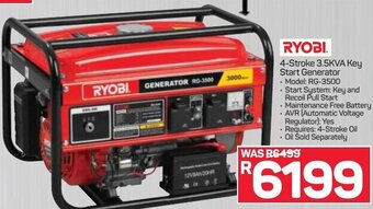 Ryobi 4-Stroke 3.5KVA Key Start Generator