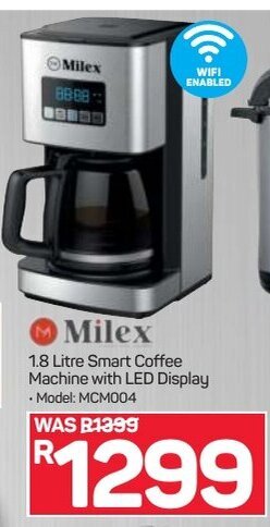 Milex 1,8 Litre Smart Coffee Machine with LED Display