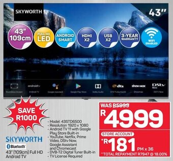 Pick n Pay Skyworth 43" 109cm Full HD Android TV offer