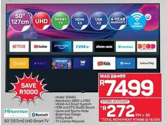 Hisense 50" 127cm UHD Smart TV