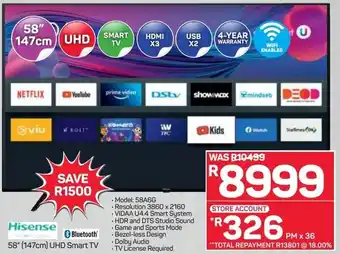 Pick n Pay Hisense 58" 147cm UHD Smart TV offer