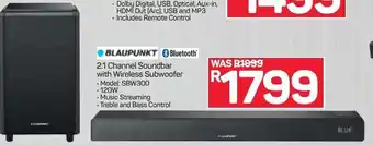Pick n Pay Blaupunkt 2.1 Channel Sounder with Wireless Subwoofer offer