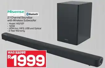 Pick n Pay Hisense 2.1 Channel Sounder with Wireless Subwoofer offer