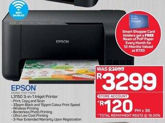 Epson L3150 3-in-1 Inkjet Printer