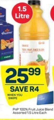 Pick n Pay PnP 100% Fruit Juice Blend Assorted 1.5Litre Each offer