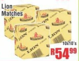 Devland Cash And Carry Lion Matches 10x10's offer