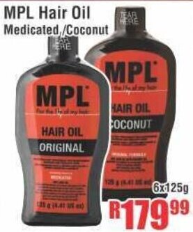 Devland Cash And Carry MPL Hair Oil Medicated/Coconut 6x125g offer