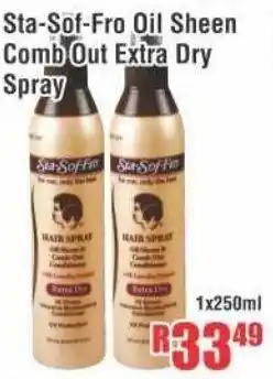 Devland Cash And Carry Sta-Sof-Fro Oil Sheen Comb Out Extra Dry Spray 1x250ml offer