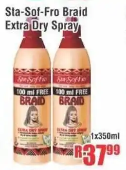 Devland Cash And Carry Sta-Sof-Fro Braid Extra Dry Spray 1x350ml offer
