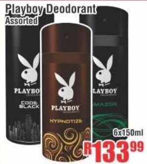Devland Cash And Carry Playboy Deodorant Assorted 6x150ml offer