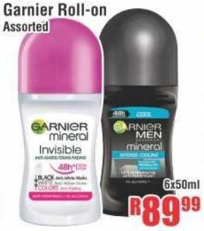 Devland Cash And Carry Garnier Roll-on Assorted 6x50ml offer