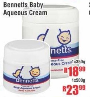 Bennetts Baby Aqueous Cream 1x350g