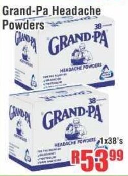 Devland Cash And Carry Grand-Pa Headache Powders 1x38's offer