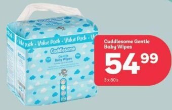 PEP Cuddlesome Gentle Baby Wipes 3x80's offer