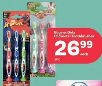 PEP Boys or Girls Character Toothbrushes 3pk offer