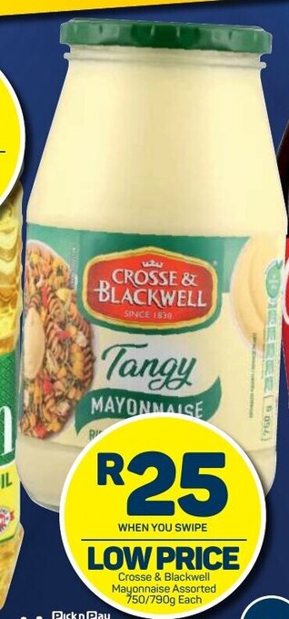 Pick n Pay Crosse & Blackwell Mayonnaise Assorted 750/790g offer