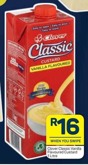 Pick n Pay Clover Classic Vanilla Flavoured Custard 1L offer
