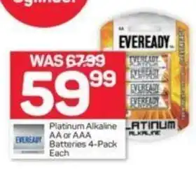 Pick n Pay Platinum Alkaline AA or AAA Batteries 4-Pack offer