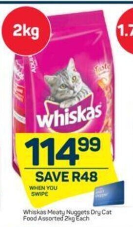 Pick n Pay Whiskas Meaty Nuggets Dry Cat Food Assorted 2kg offer
