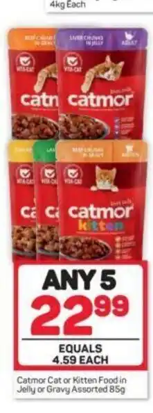 Catmor Cat or Kitten Food in Jelly or Gravy Asstd 85g