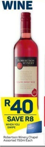 Pick n Pay Robertson Winery Chapel Assorted 750ml offer