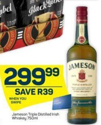 Pick n Pay Jameson Triple Distilled Irish Whiskey 750ml offer