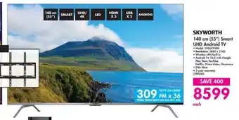 Makro Skyworth 140cm 55" Smart UHD Android TV offer