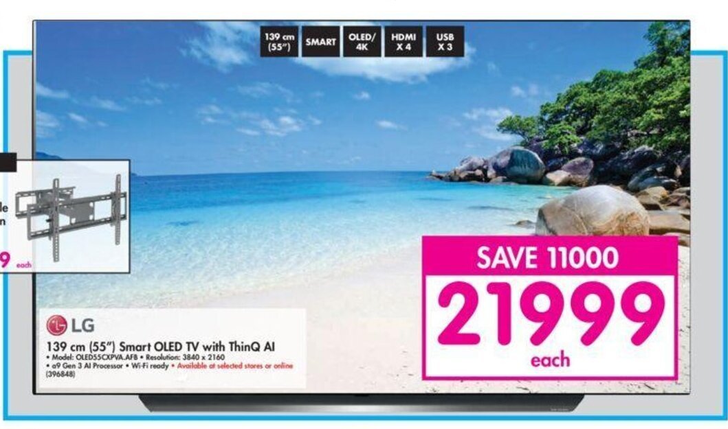 LG 139 cm 55" Smart OLED TV with ThinQ AI offer at Makro
