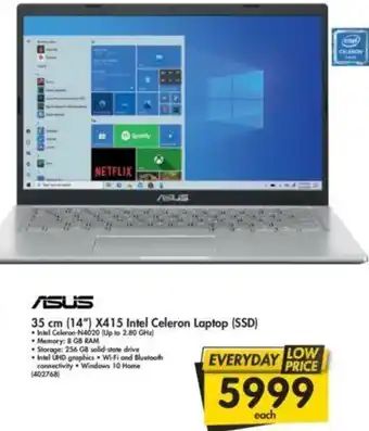 Makro Asus 35cm 14" X415 Intel Celeron Laptop SSD offer