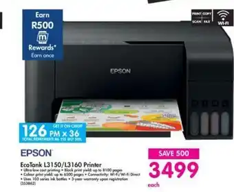 Makro Epson Eco Tank L3150/L3160 Printer offer