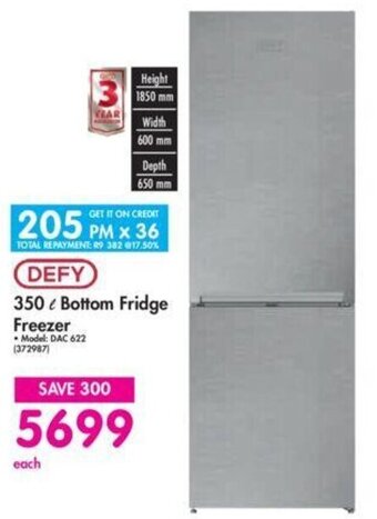 Makro Defy 350L Bottom Fridge Freezer offer