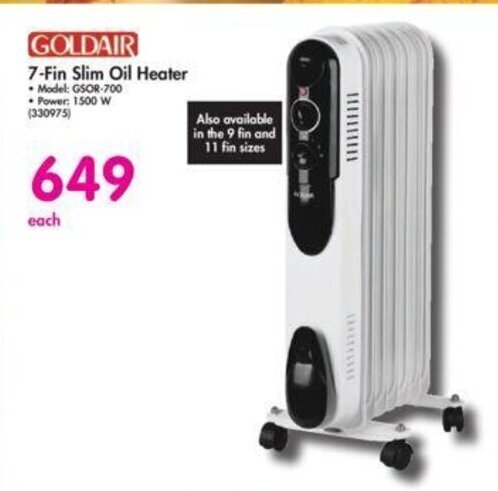 Goldair 7-Fin Slim Oil Heater offer at Makro