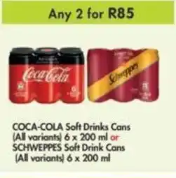 Makro Coca-Cola Soft Drinks Cans 6x200ml or Schweppes Soft Drink Cans 6x200ml offer