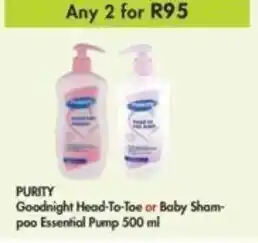 Makro Purity Goodnight Head-To-Toe or Baby Shampoo Essential Pump 500ml offer