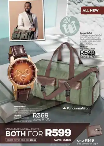 AVON Ronald Watch, Samuel Duffel offer
