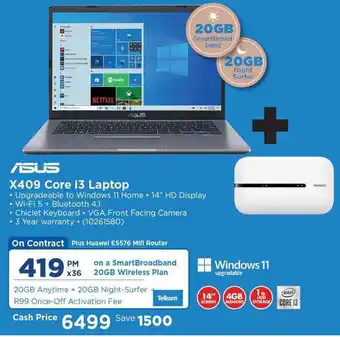 HiFi Corp Asus X409 Core i3 Laptop offer