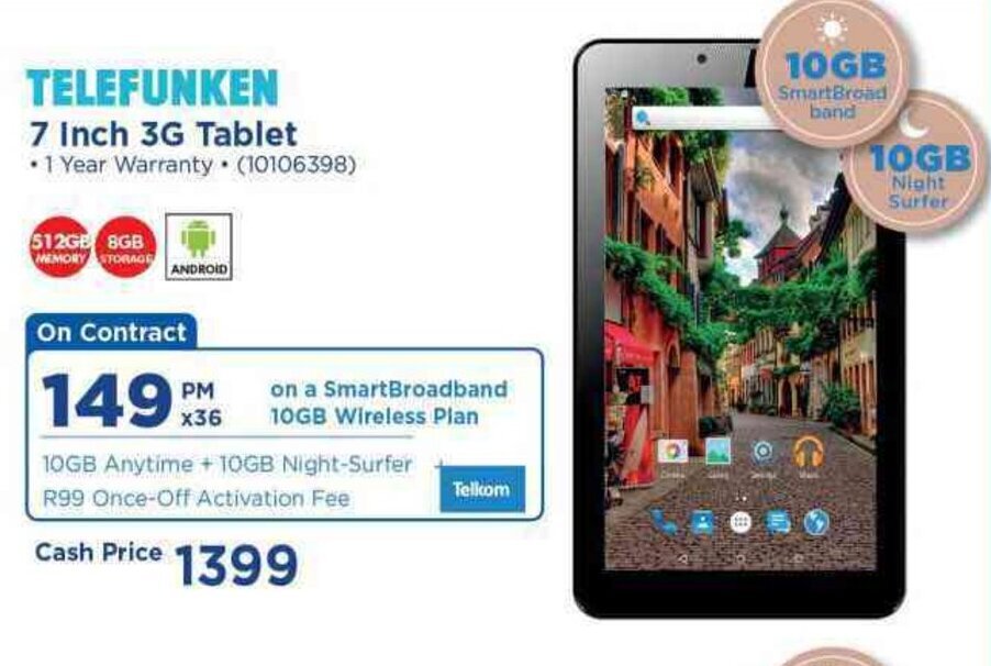 Telefunken 7 Inch 3G Tablet offer at HiFi Corp