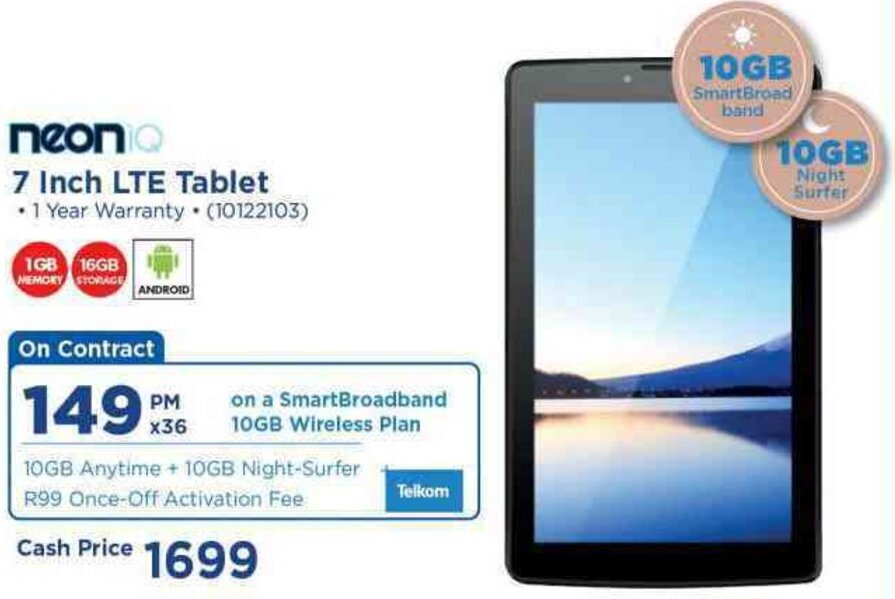 Neoniq 7 Inch LTE Tablet offer at HiFi Corp